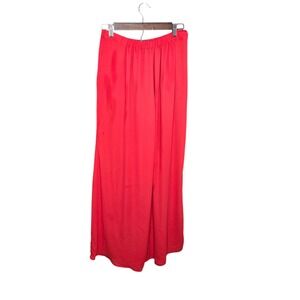 Zara Basic Wide Leg Palazzo Pants Flowy High Waist Coral Size L